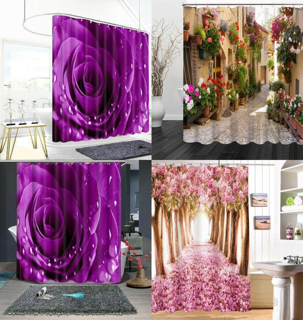 Lebhafter 3D-Muster Duschvorhang mit wasserdichtem Polyesterstoff für elegante Badezimmer