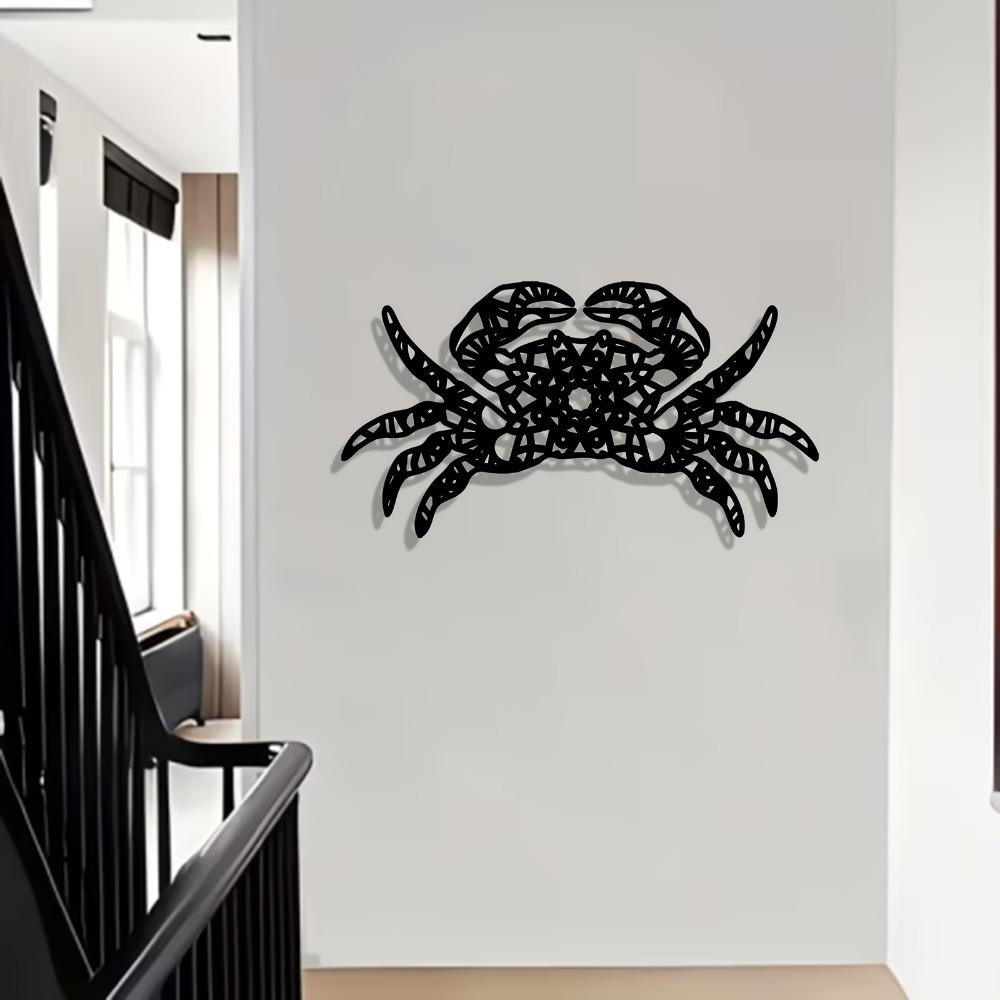 1 Stück Rostbeständige Eisenkrabbe Wandkunst, Metallskulptur für Terrassen-Gartenzaun, Küsten-Heimdekoration für Neujahr Ostern