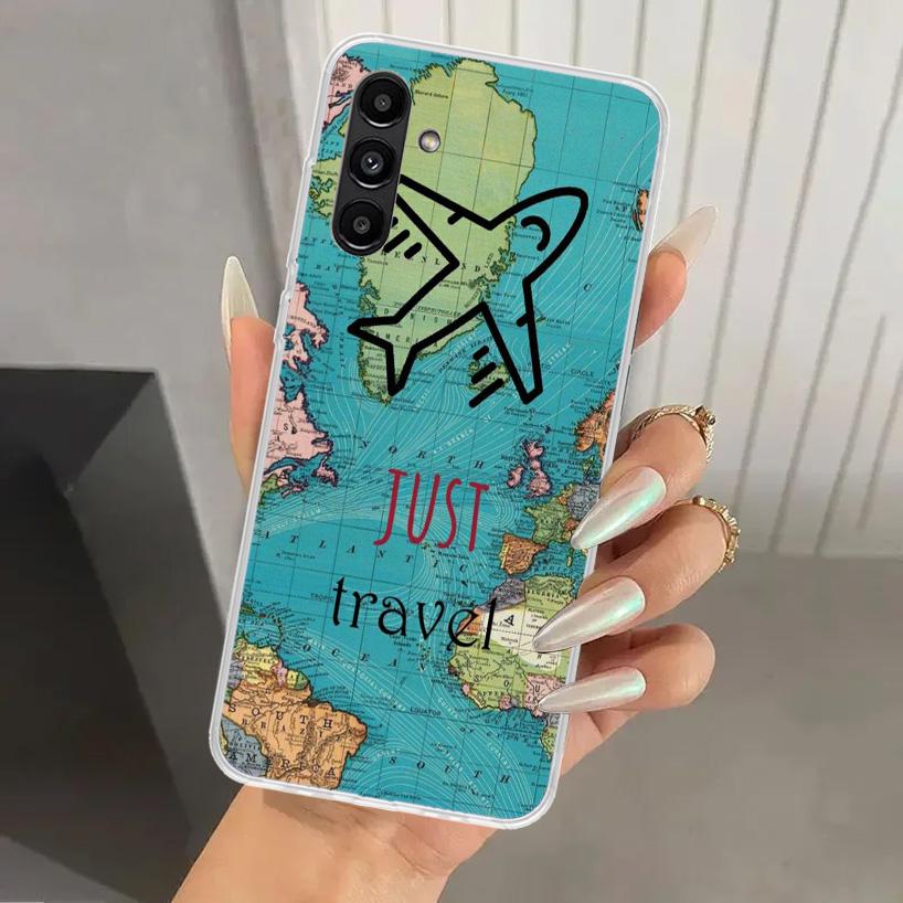 World Map Travel Plans Phone Case for Samsung Galaxy A17 A16 A26 A36 A56 A15 A25 A35 A55 A14 A24 A34 A54 A13 A23 A33 A53 A05S A0
