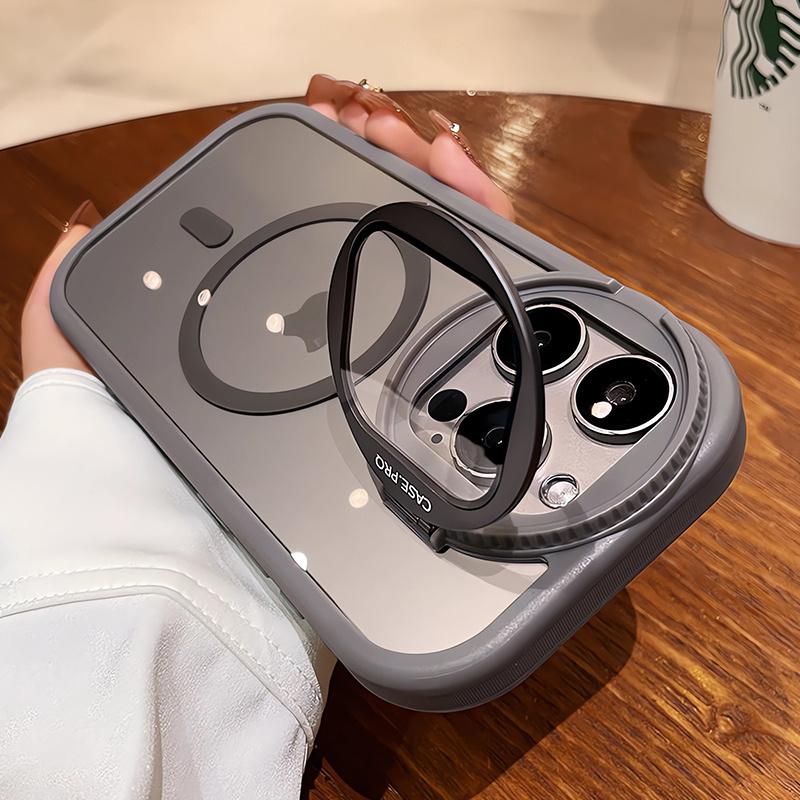 Camera Protection Stand Holder Phone Cases For iPhone 16 15 14 12 13 11 Pro Max Plus For Magsafe Magnetic Wireless Charge Cover