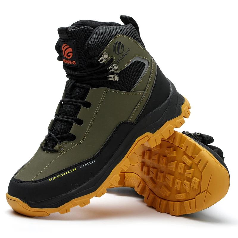 

рабочие ботинки со стальным носком, промышленные защитные ботинки для мужчин, обувь повышенной безопасности, строительные, водонепроницаемые, противоскользящие кожаные рабочие ботинки 38