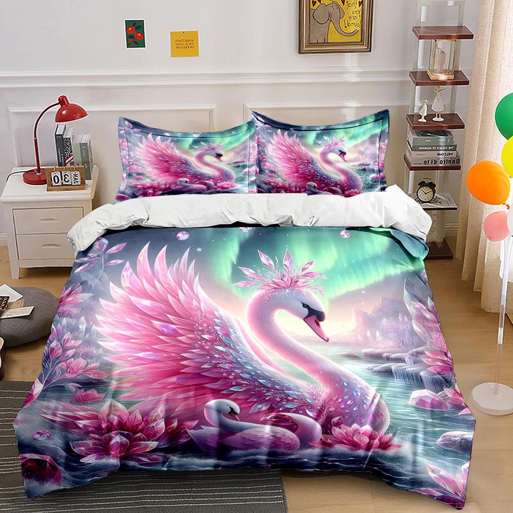 "Crystal swan paradise shimmer." Bedding sets Duvet covers Pillowcases(1* Duvet Cover 2* Pillowcases without duvet insert)
