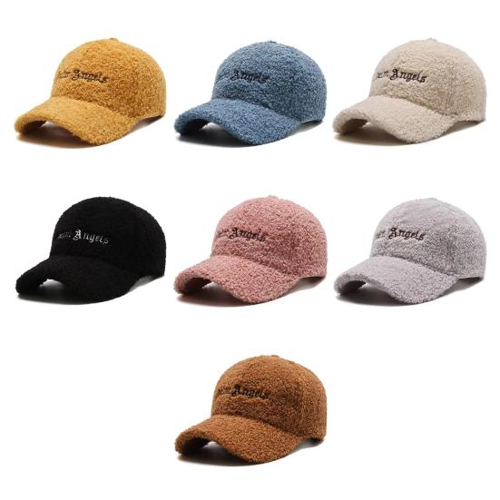 Verstellbare Klettverschlüsse Baseballkappe mit verlängertem Schirm Damen Herbst Winter Künstliches Lammfell Outdoor-Hut