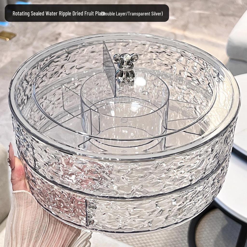 Elegant Sealed Nut and Dried Fruit Snack Tray for Coffee Tables