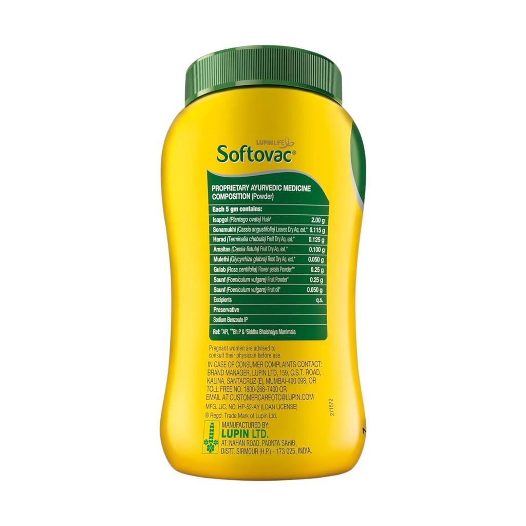 Softovac Isabgol Bowel Regulator Powder 450g – Gentle Stool Softener, Psyllium Husk Fiber, Relieves Bloating, Supports Digestive, Non-Habit Forming