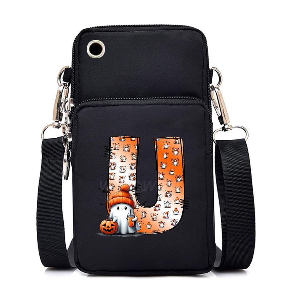 Halloween letter printing trend mobile phone bag vertical square black messenger bag change bag