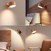 USB Rechargeable LED Wall Sconce Wooden Magnetic Night Light Simple Wall Mounted Lamp