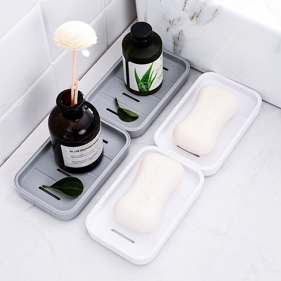1pc Double-Layer Soap Dish with Drainage Holes - Durable Plastic Rectangular Soap Holder for Bathroom & Travel, Hygienic Drainage Design