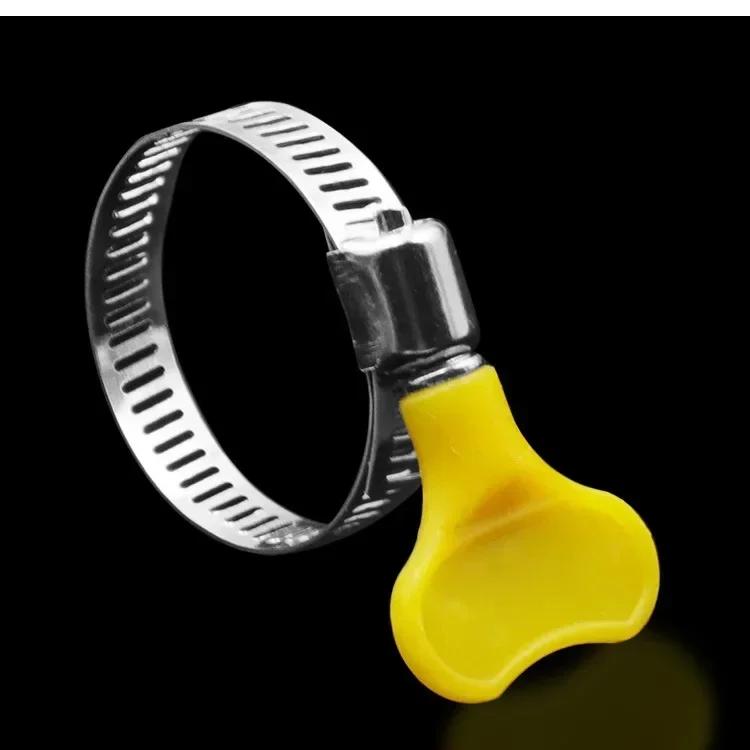 10/50pcs Plastic Handle Hand Hose Clamps Versatile Worm Driving for Tube Adjustable Stainless Steel Butterfly Pipe Clamp Clips