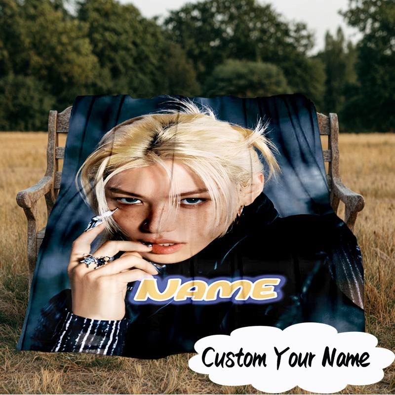 Custom Name K-pop Idol Collage Blanket  Ideal Bedding Blanket Perfect for Travel, Camping, Living Rooms, Offices, Sofas, Fan Christmas Gift