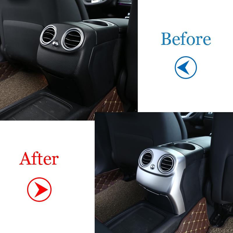 For Mercedes Benz E Class W213 2016-2020 Carbon Fiber Style ABS Plastic Rear Row Armrest Box AC Vent Cover Trim Car Accessories