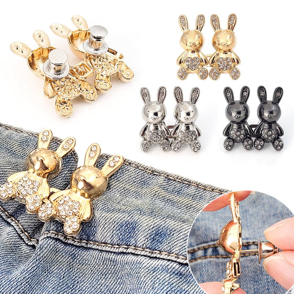 1pcs Nail-free Jeans Rabbit Waist Removable Invisible Button Tightening Waistband Snap Adjustab M6S2