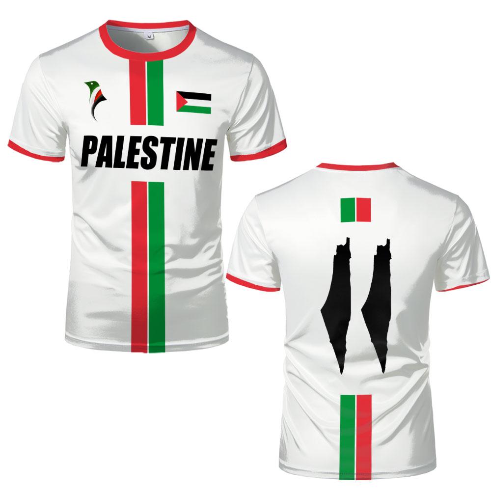 Neues Palästina Fußball T-Shirts Merch Sommer Atmungsaktiv Schnelltrocknend Palästinensisches Trikot Gaza T-Shirts Grafik 3D Druck Top