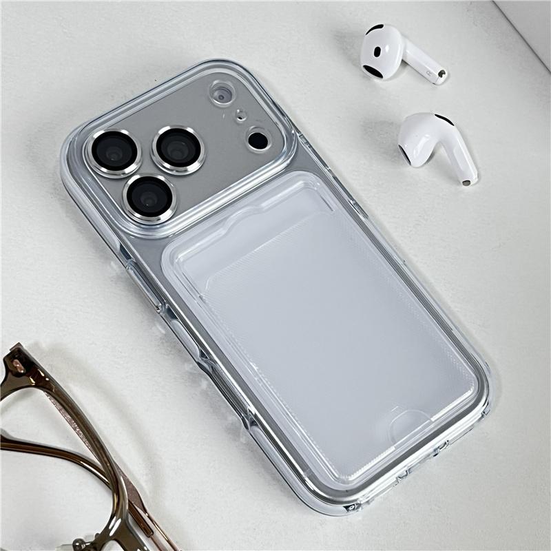 

Прозрачный противоударный чехол с карманом для карты для iPhone 17Pro 16Pro 16 17Pro Max С защитой объектива камеры Защитная крышка For iphone 17Pro Max