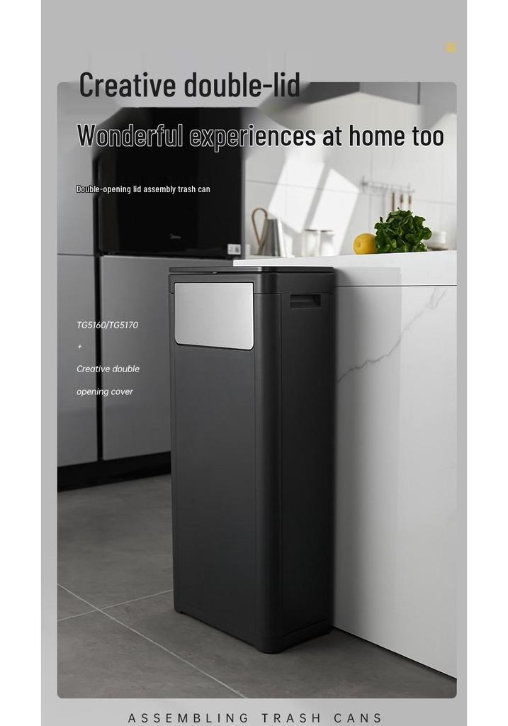 Double-Lid Large Capacity Trash Can for Kitchen, Public, Outdoor & Commercial Use