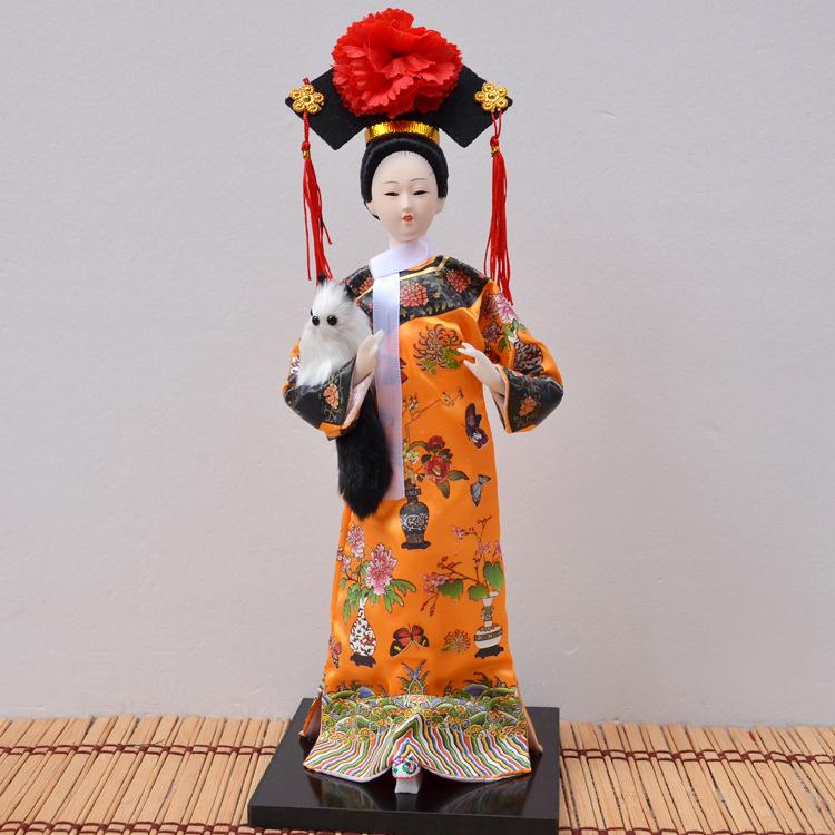 Q-Version Qing Dynasty Princess Silk Doll, Forbidden City Manchu Palace Figurine, Chinese Cultural Souvenir & Decor