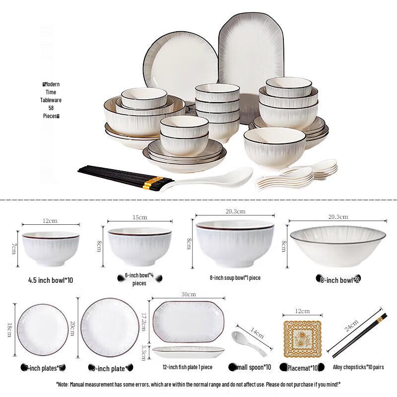 Jiaao 58-Piece Japanese Style Ceramic Dinnerware Set
