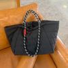 Quilted Padded Shoulder Bag Waterproof Nylon Large Capacity Tote Bag Women's Casual Lightweight Handbag Simple Shopping Bag
