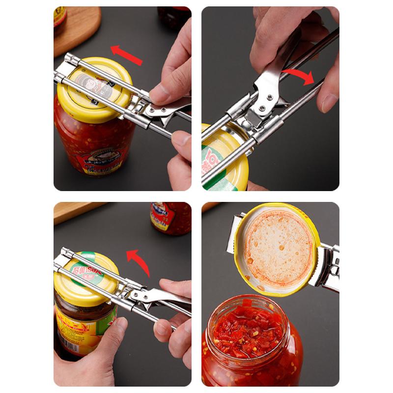 Non-slip Stainless Steel Can and Bottle Opener, Adjustable Handheld Can Opener for Easy Use