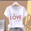 (Asian Size) Women's Top Short Sleeve T-shirts O-neck Casual Clothing Love Letter Style Fashion Female T Shirt Printed Graphic Tee