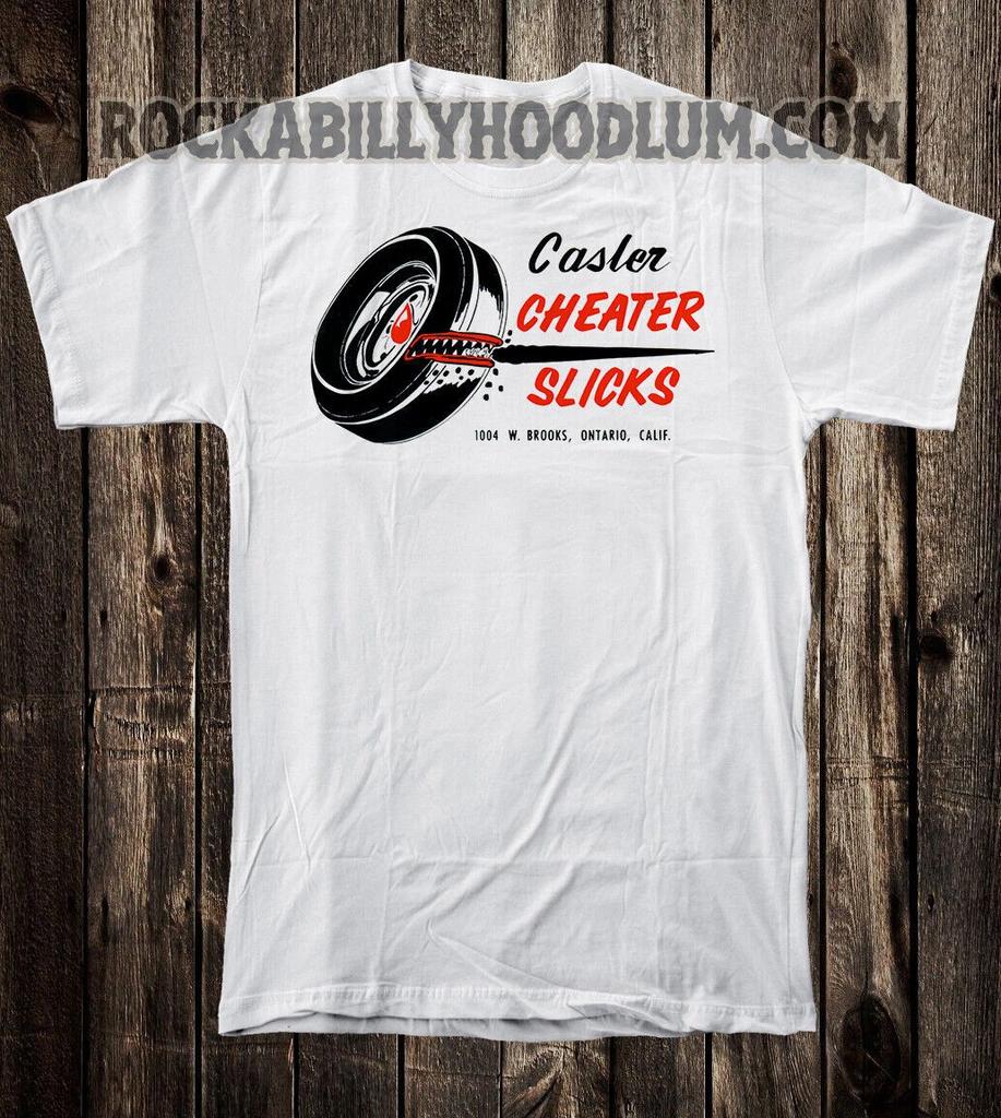 T-shirt Hot Rod Retrò Maglietta Corsa di Accelerazione Racing Negozio di Velocità Casler Cheater Slicks