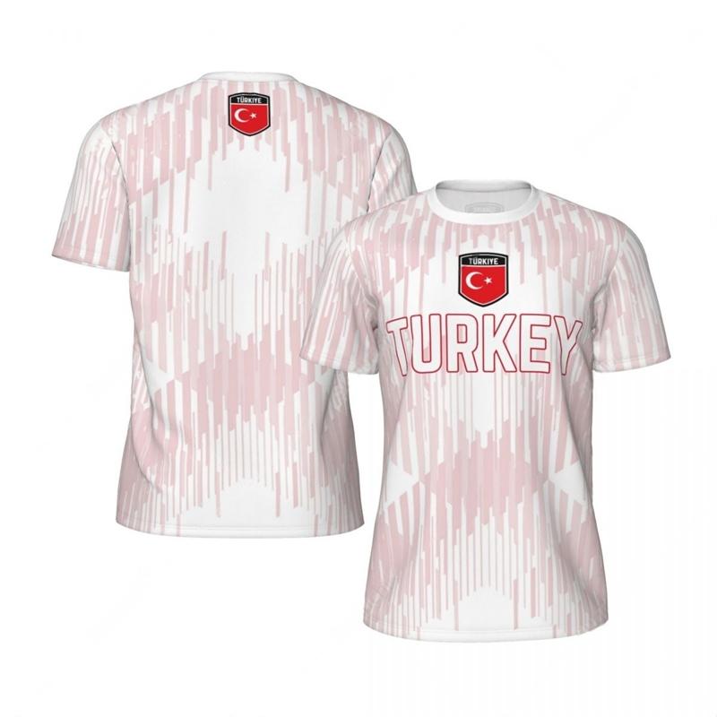 Fashion Turkey Flag Football T Shirt Casual Summer Short Sleeve Mens Printed Sports T-shirt Loose Street Quick Dry Tees Tops