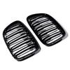 2Pcs Car Grille Double Line Front Bumper Kidney Grille Compatible For E84 X1 18i 20i 25i 28i 2009-2015 Auto Accessories