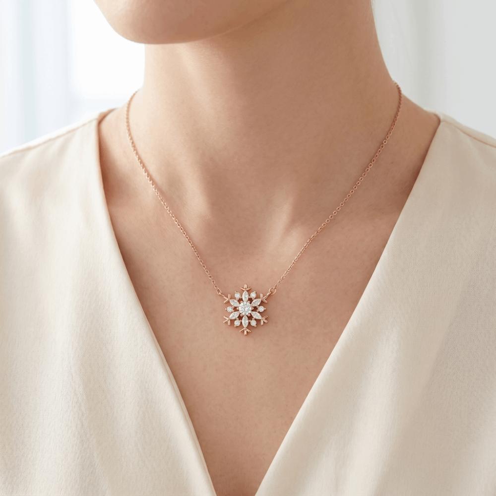 Zircon Women's Collarbone Chain Choker Snowflower Crystal Necklace Snowflake Necklace  Daily