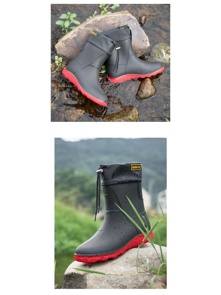 Schwarze wasserdichte Gummi-Regenstiefel mit langem Schaft - Verschleißfeste Outdoor-Sommerschuhe