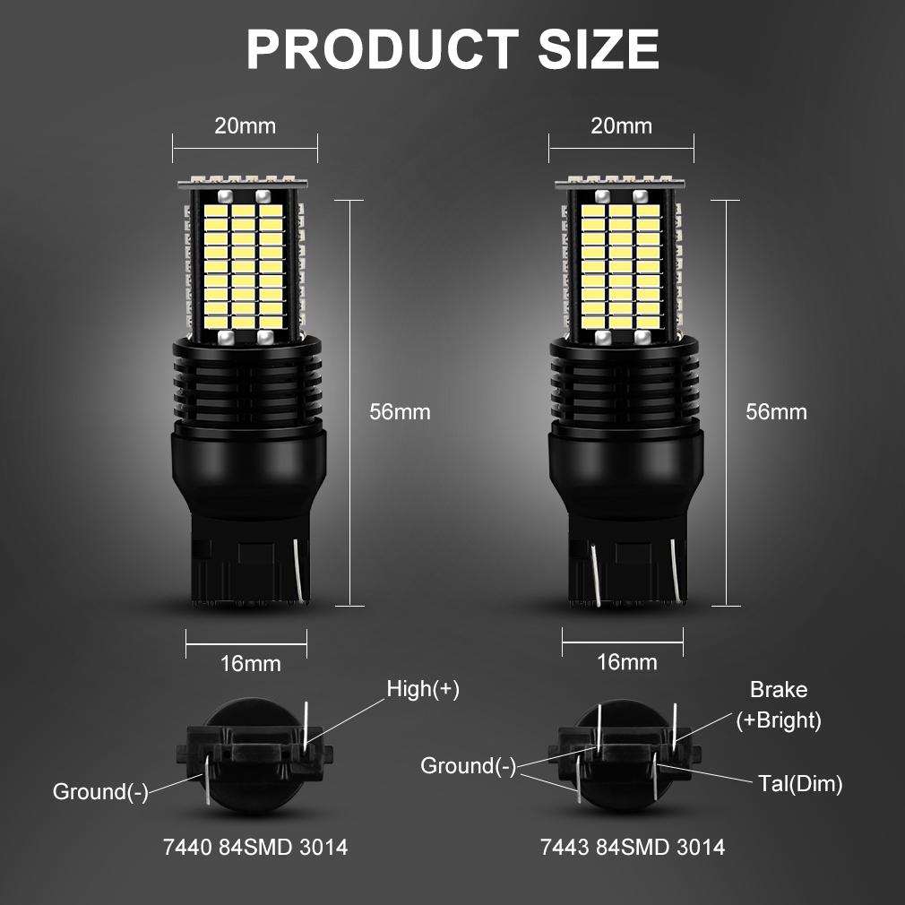 1Pc T20 LED Bulb W21/5W 7443 W21W 7440 WY21W Car Reverse Light 84SMD Auto Turn Signal Lamp 6000K White 12V 24V