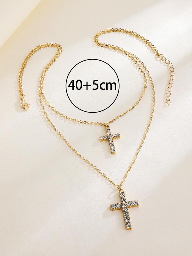 Women's Geometric Diamond Cross Necklace - European & American Punk Hip-Hop Style Choker
