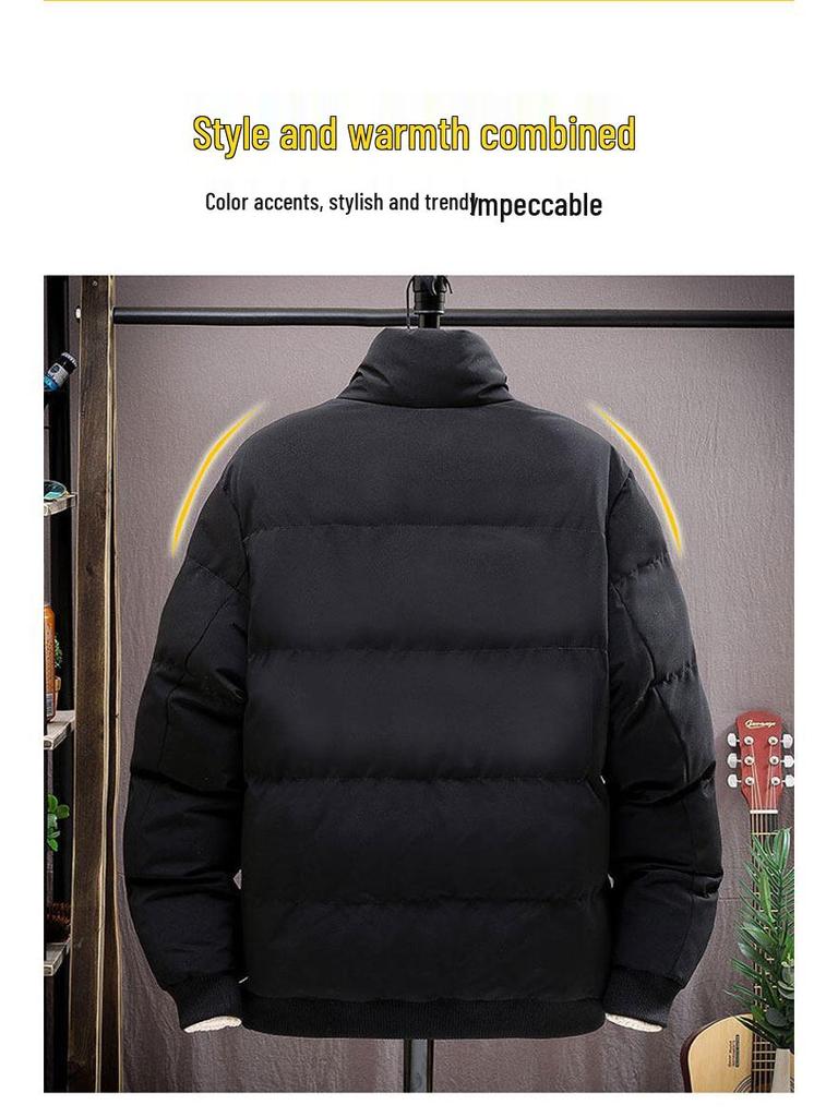 Veste d'hiver pour homme à col montant - Épaisse, chaude, vêtement d'extérieur rembourré en coton pour couples