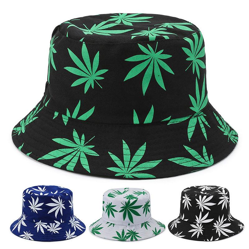 Printed Maple Leaf Double Faced Fisherman Hat Sun Protection Outdoor Gift Caps
