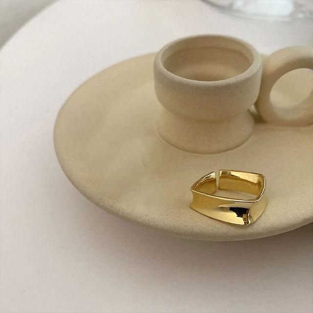 

Кольца ANENJERY Wave с буквами для женщин и мужчин, геометрическое французское регулируемое кольцо, ювелирные изделия для вечеринок