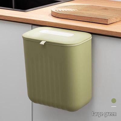 2-Pack Green 11L Wall-Mounted Kitchen Trash Cans with Lid