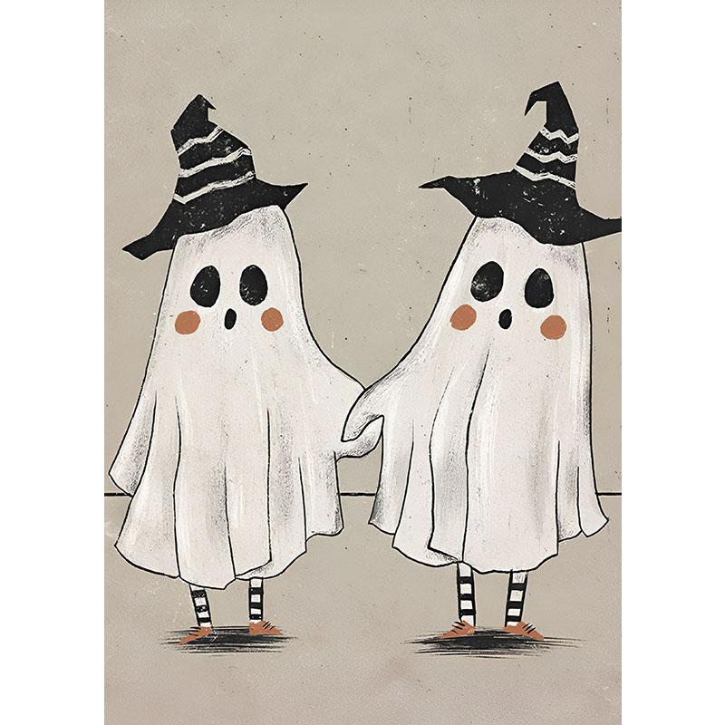 

Розовый Хэллоуин Призрак Скелет Ведьма Картина Печать Холст Плакат Скандинавское Настенное Искусство Картина для Подарка Гостиная Домашний Декор Cuadro 21x30cm No Framed