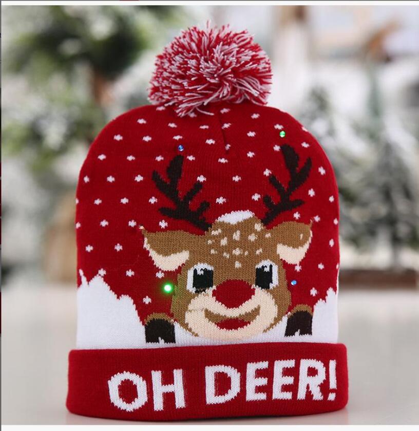 Christmas Light Up Beanie Hat Knit Cap Hat with 6 Colorful Lights Unisex Winter Snow Hat