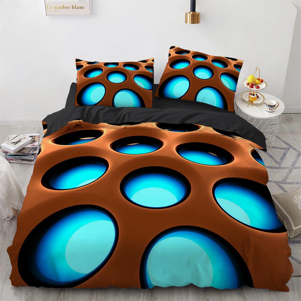3D Honeycomb King Queen Duvet Cover Solid Geometry Bedding Set For Teens Adult Psychedelic Abstract 2/3pcs Polyester Quilt Cover