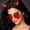 Halloween Devil Costume Accessories Set with Headband, Glasses, Earrings and Tail (0418A)