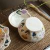 Retro Coarse Pottery Hand-Squeezed Ceramic Tableware Household Creative Japanese Flower Salad Bowl Dessert Plate Plate Combination