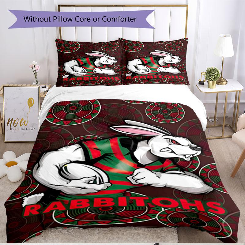3pcs Duvet Cover Set (1*Duvet Cover + 2*Pillowcase, Without Core), South Sydney Rabbitohs Print Soft All‑Season Bedding Set, Home Bedroom Decor Gift