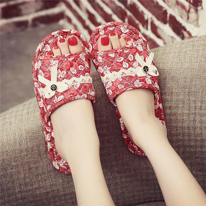 Cloth bottom slippers couple fresh and versatile home indoor silent silent does not hurt the wooden floor men's and women's four seasons