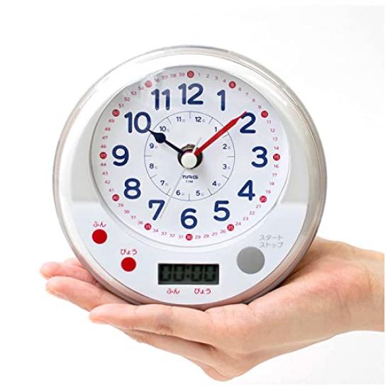 MAG (Mag) Table Clock, Educational Toy, Bath Timer, Analog, Water-resistant, with Timer, White T-745WH-Z