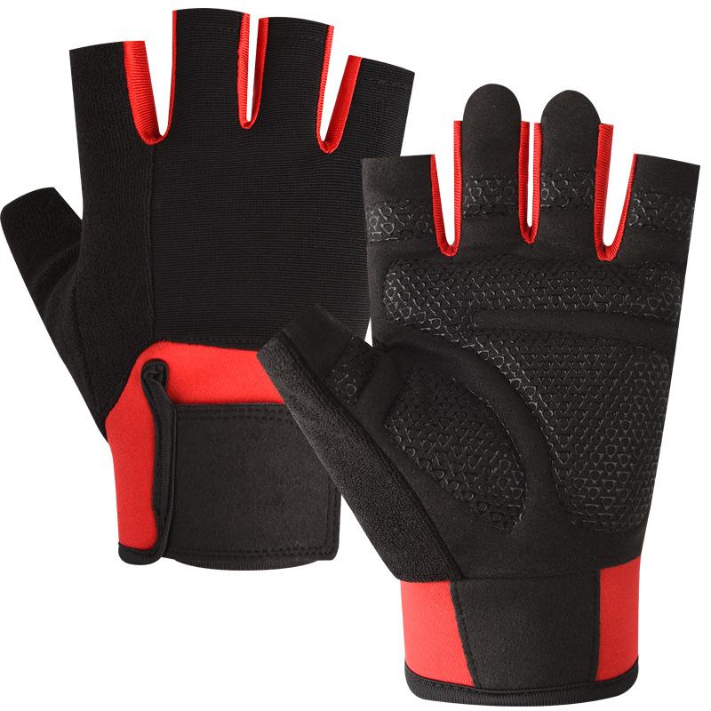 Half-finger Sports Gloves, Breathable Mesh for Weightlifting, Fitness Wrist Support, Weightlifting Equipment, Cycling Gloves M красный
