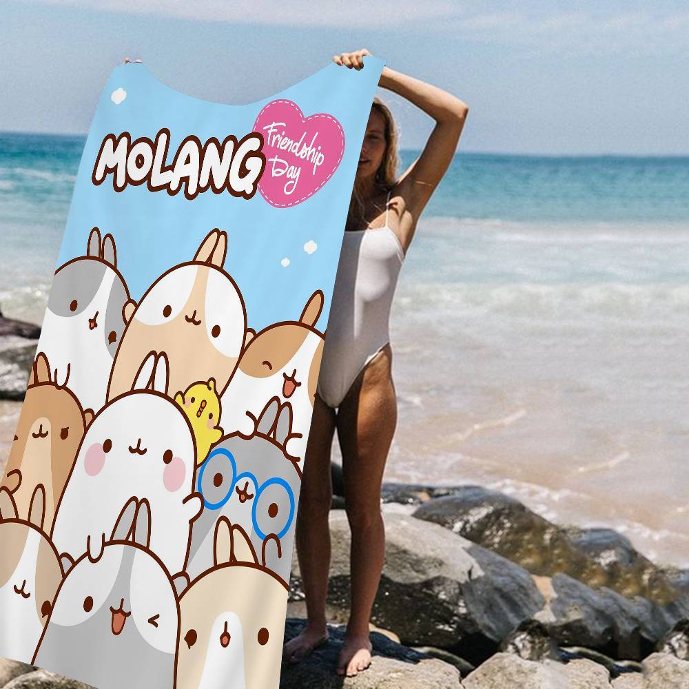 Cute M-molangs Microfiber Printed Beach Towel Mountain Climbing Yoga Beach Swimming Running Absorbent Soft Towel