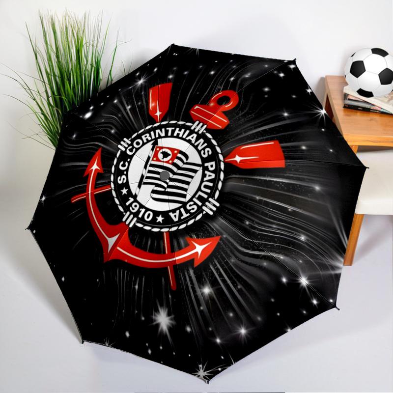 Sport Club Football Crest Printed Automatic Umbrella, 8-Frame for Travel, Camping, Casual Umbrella, Essential Gift for  for Family and Friends