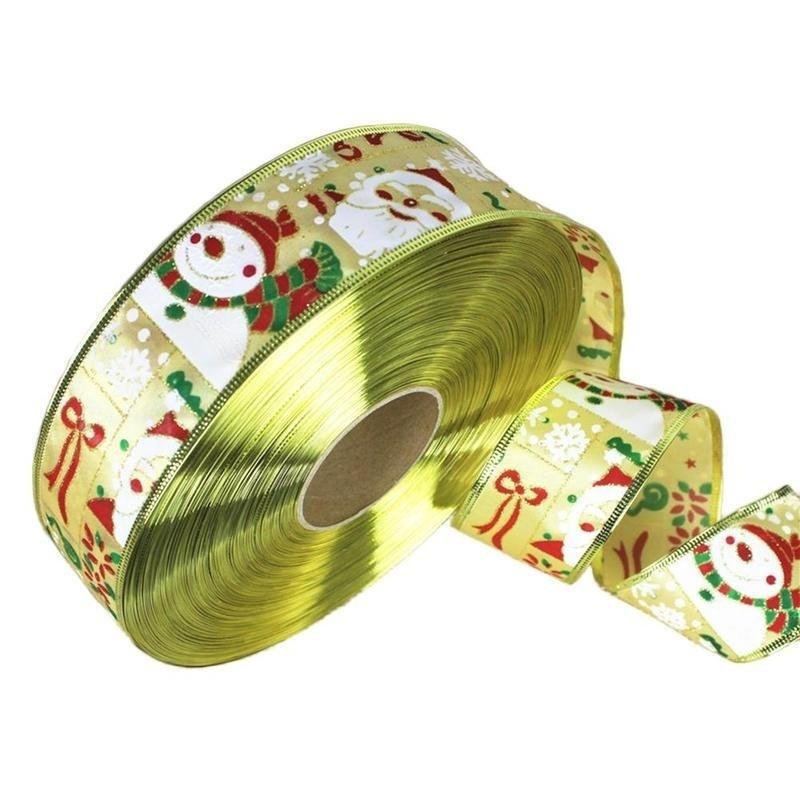 1 PC Silk Candy Package Ribbon 2M Snowman Snowflake Christmas Ribbon DIY Bow Knot Ribbon