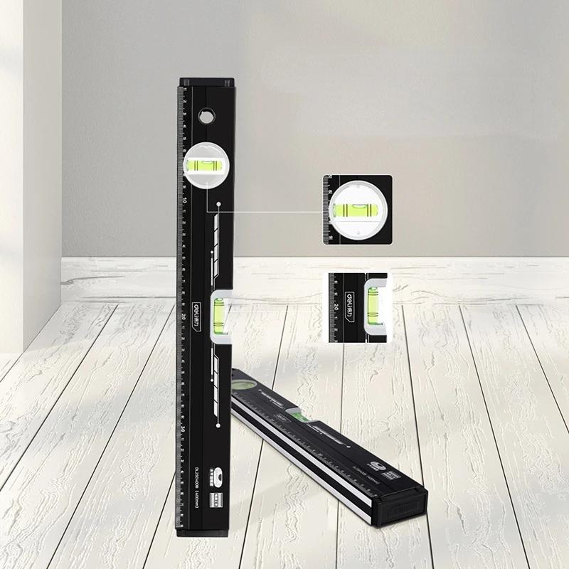 1 Pcs 30/40/50/60CM Black Spirit Level Ruler Measurement High Precision Lever Bubbles Non-magnetic Design Horizontal Rulers