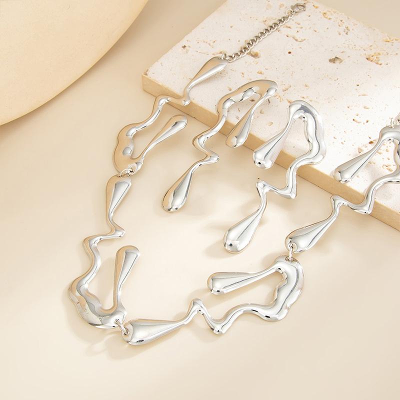 Retro Irregular Necklace Earrings Jewelry Set Fashion Personality Lava Style Necklace