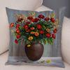Retro Flower Vase Still Life Art Cushion Cover Double Sided Soft Polyester Home Decor Pillow Case